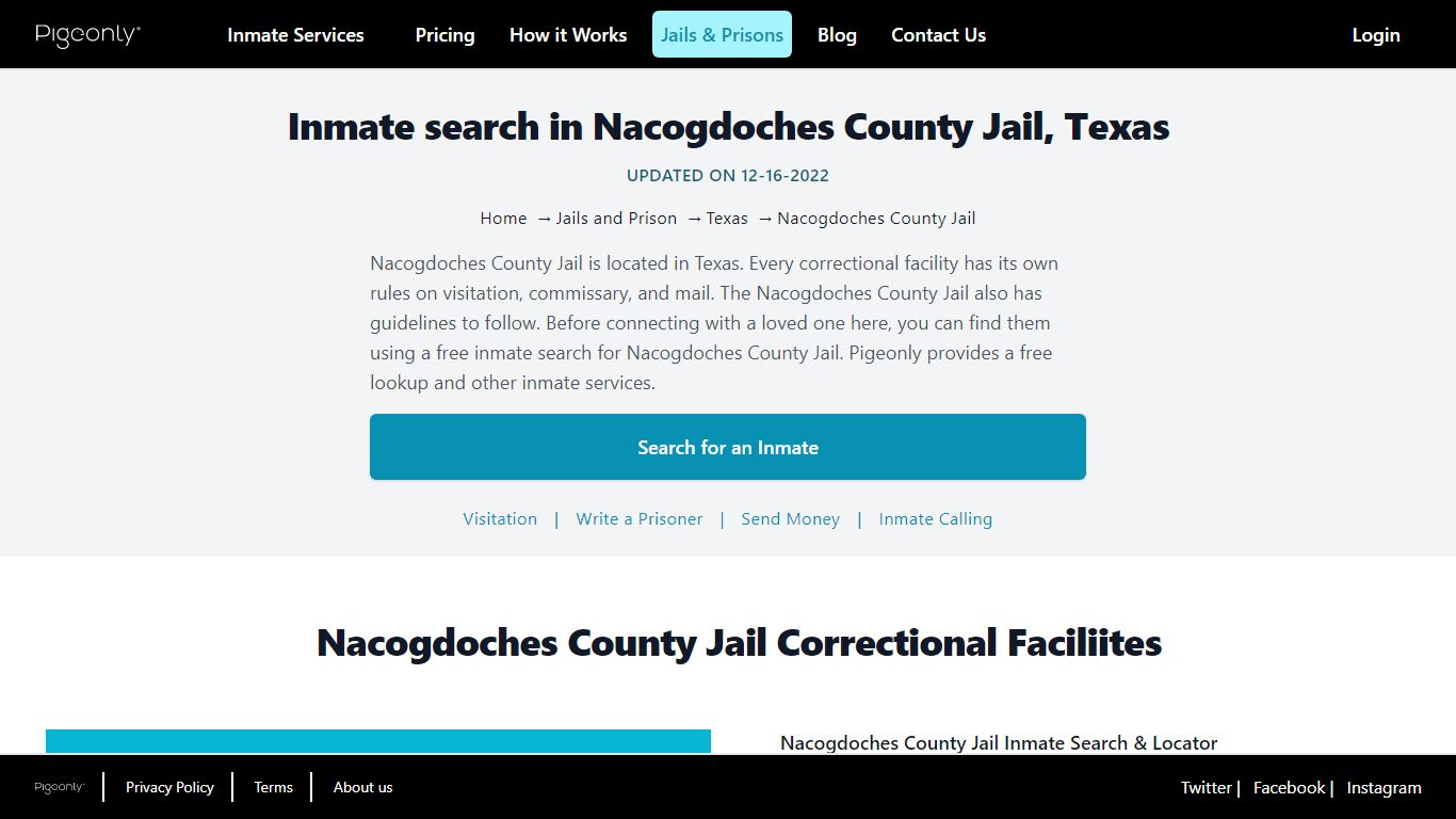 Inmate Search Nacogdoches County Jail, Texas | Pigeonly